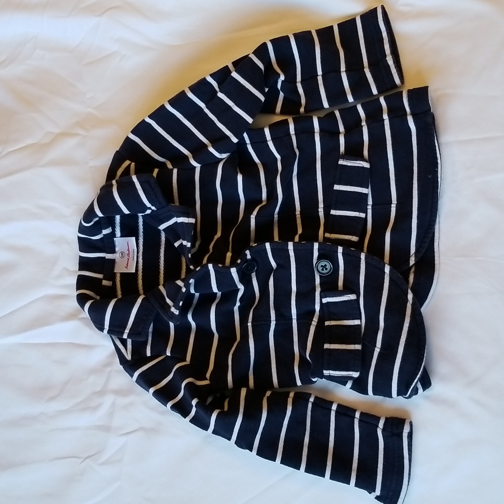 Hanna Andersson Blue and White Cotton Blazer Sweater - Size 4